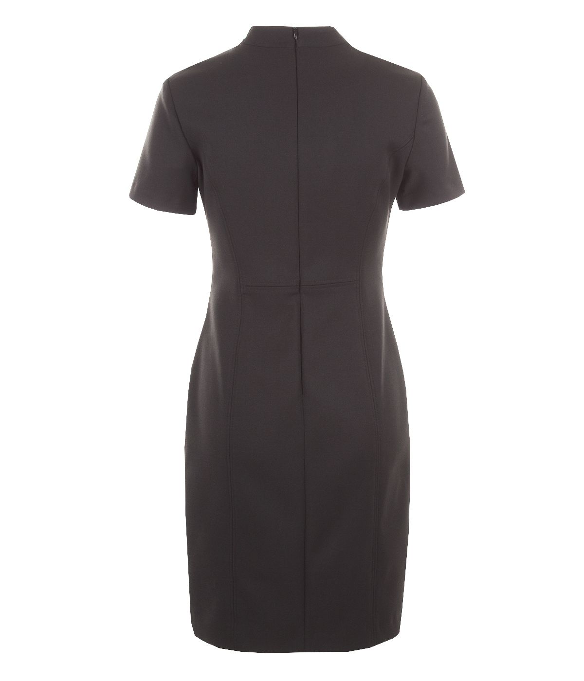 Semi-turtleneck dress with side buttons, short sleeves, rayon and viscose 1